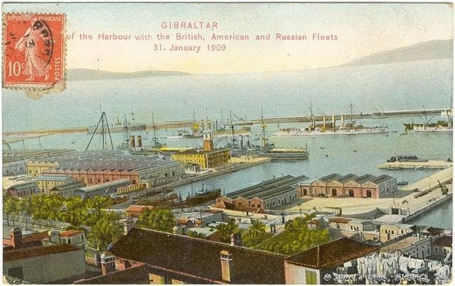 GIBRALTAR

View of the Harbour with the British, American and Russian Fleets

31, January 1909