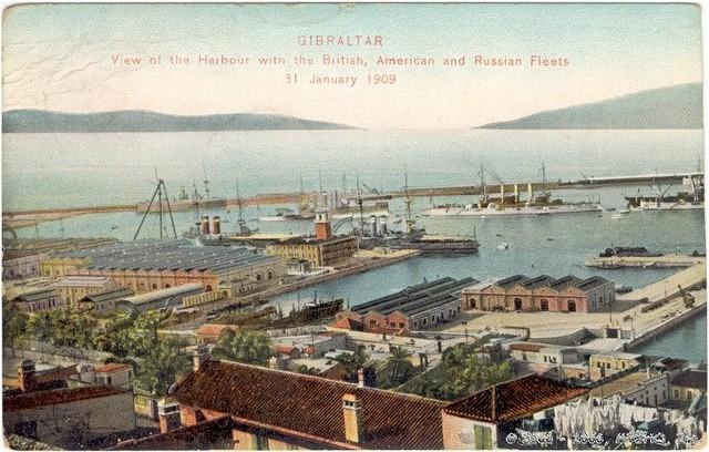 GIBRALTAR

View of the Harbour with the British, American and Russian Fleets

31, January 1909