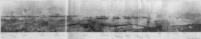 American, Russian, British and French Warships at Gibraltar on 31 January 1909, with ships identified.