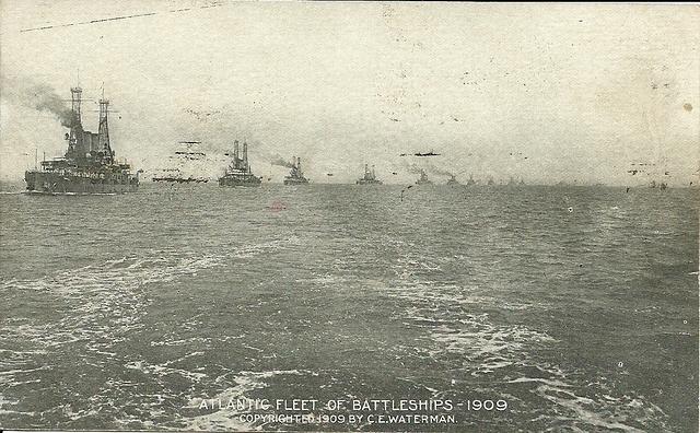 Atlantic Fleet of Battleships - 1909 (post return, notice masts)