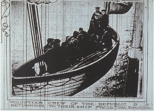 Republic crew returning to their sinking vessel from the Baltic.