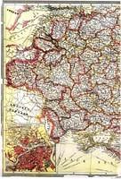 Map of Central and Southern Russia (Russian Empire) - Harmsworth Map No. 97 (left), west of the 40th parallel (Moscow and west) 