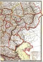 Map of Central and Southern Russia (Russian Empire) - Harmsworth Map No. 98 (right), east of the 40th parrallel (east of Moscow 